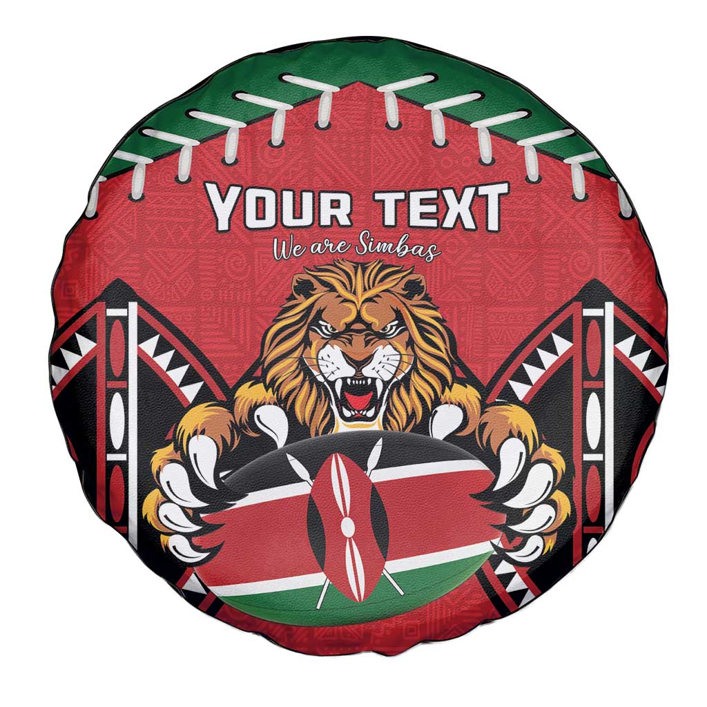 Custom Kenya Rugby Spare Tire Cover Lion Mascot African Pattern