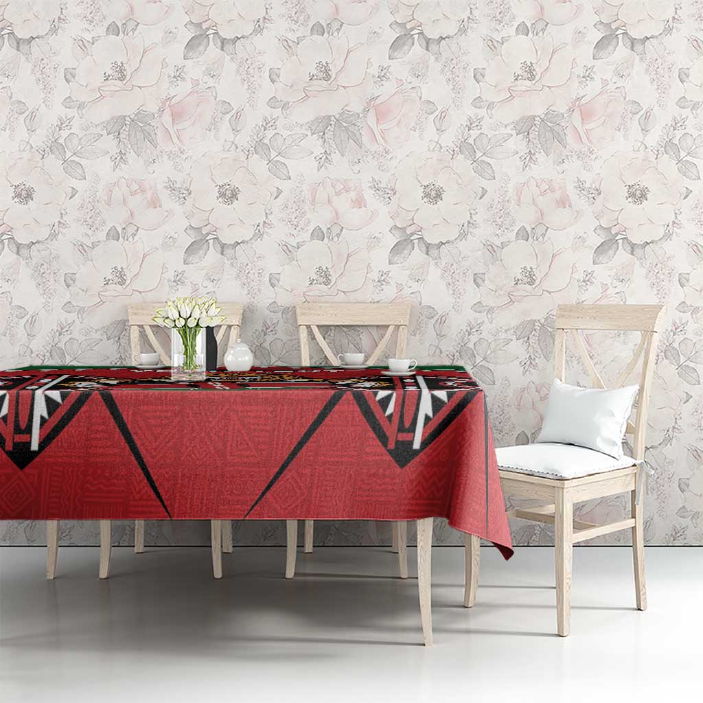 Custom Kenya Rugby Tablecloth Lion Mascot African Pattern