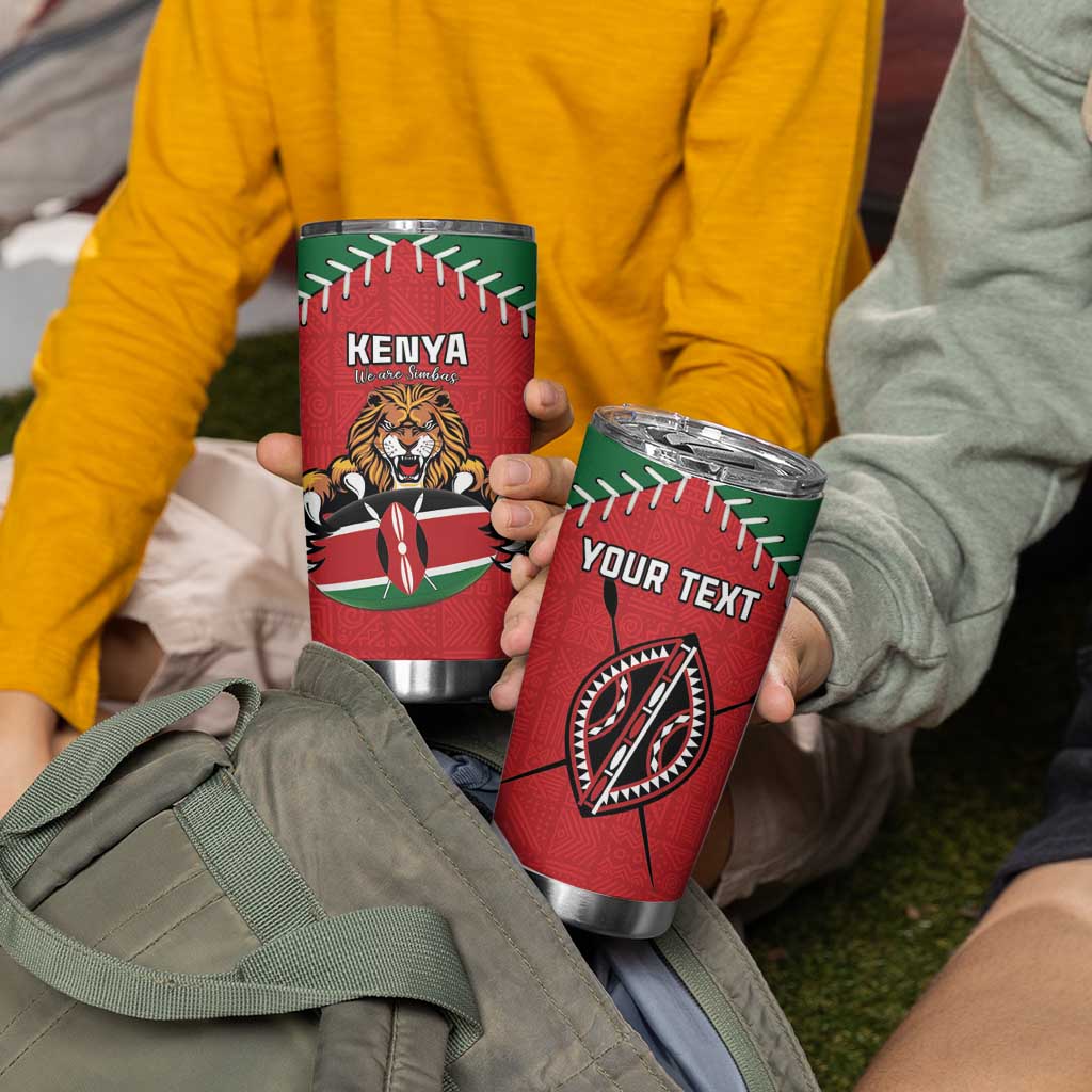 Custom Kenya Rugby Tumbler Cup Lion Mascot African Pattern