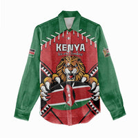 Custom Kenya Rugby Women Casual Shirt Lion Mascot African Pattern
