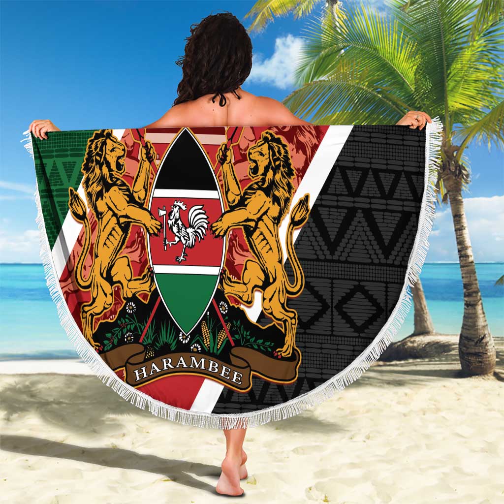 Personalised Kenya Beach Blanket Coat Of Arms Mix Flag Style