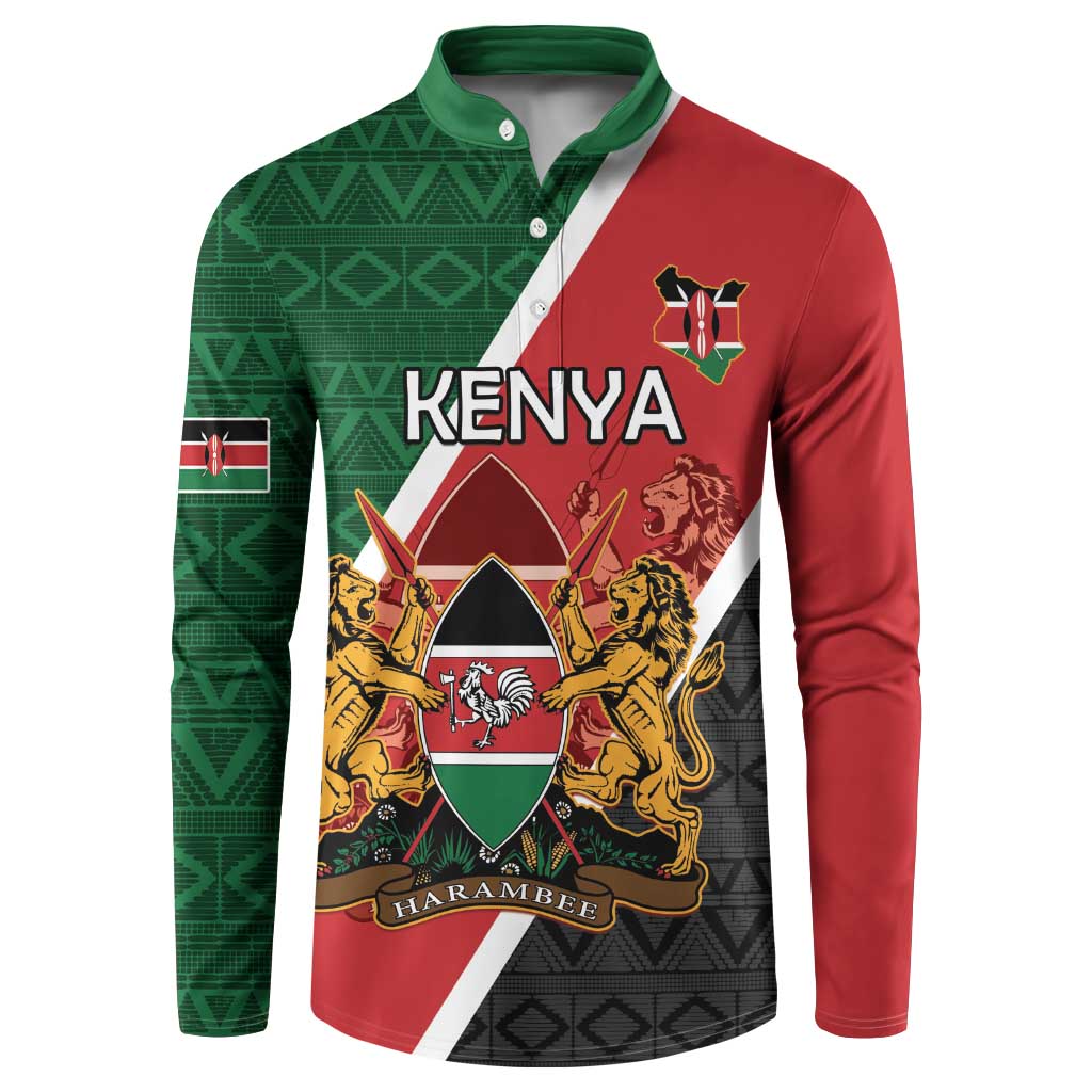 Personalised Kenya Button Sweatshirt Coat Of Arms Mix Flag Style