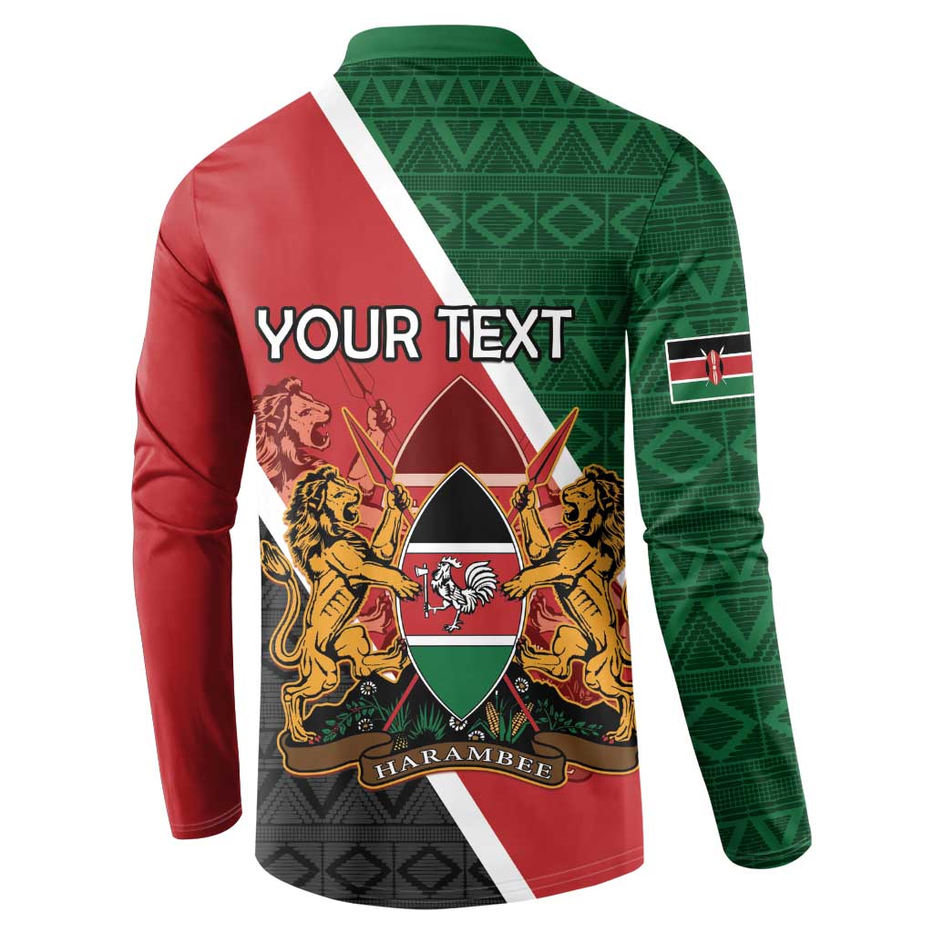 Personalised Kenya Button Sweatshirt Coat Of Arms Mix Flag Style