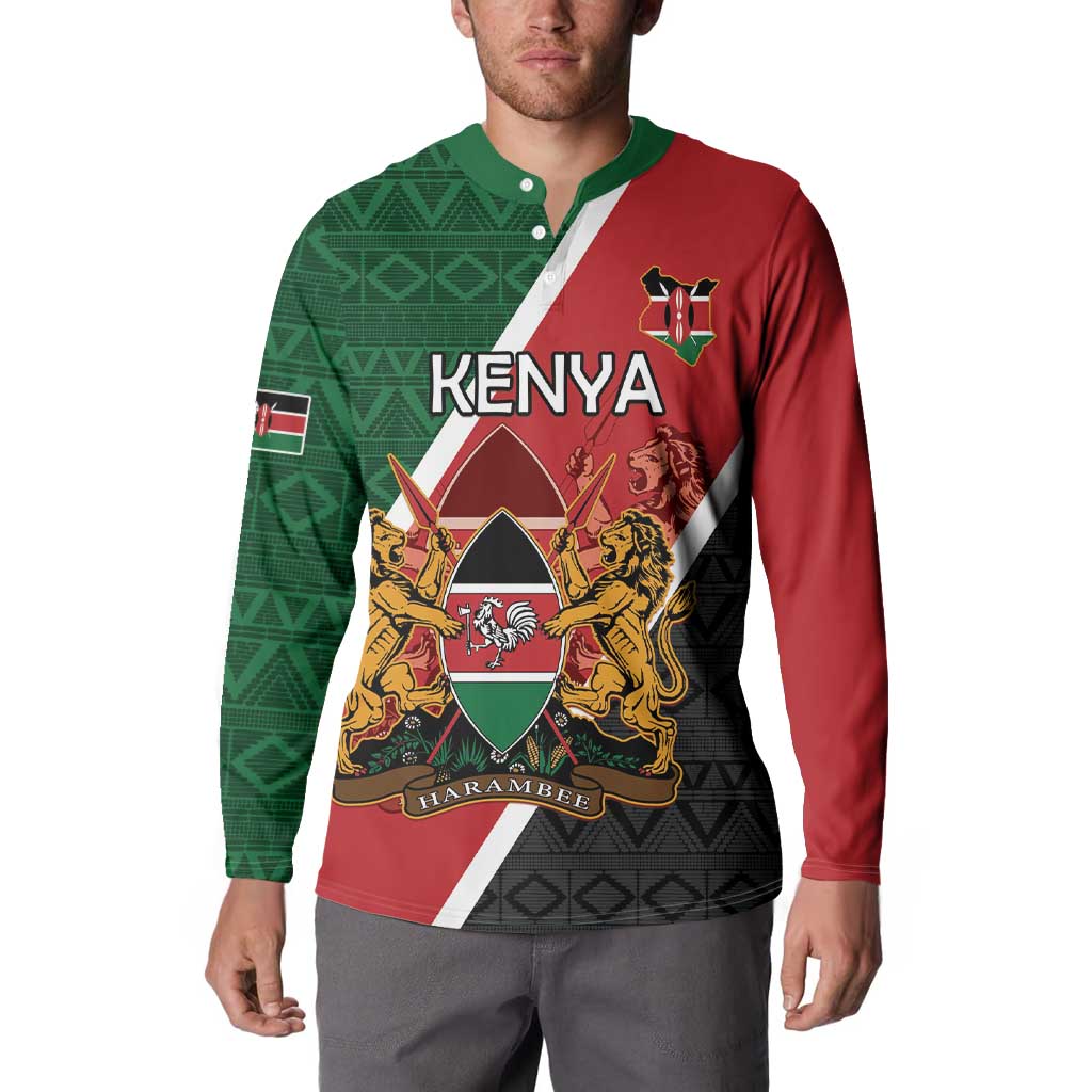 Personalised Kenya Button Sweatshirt Coat Of Arms Mix Flag Style