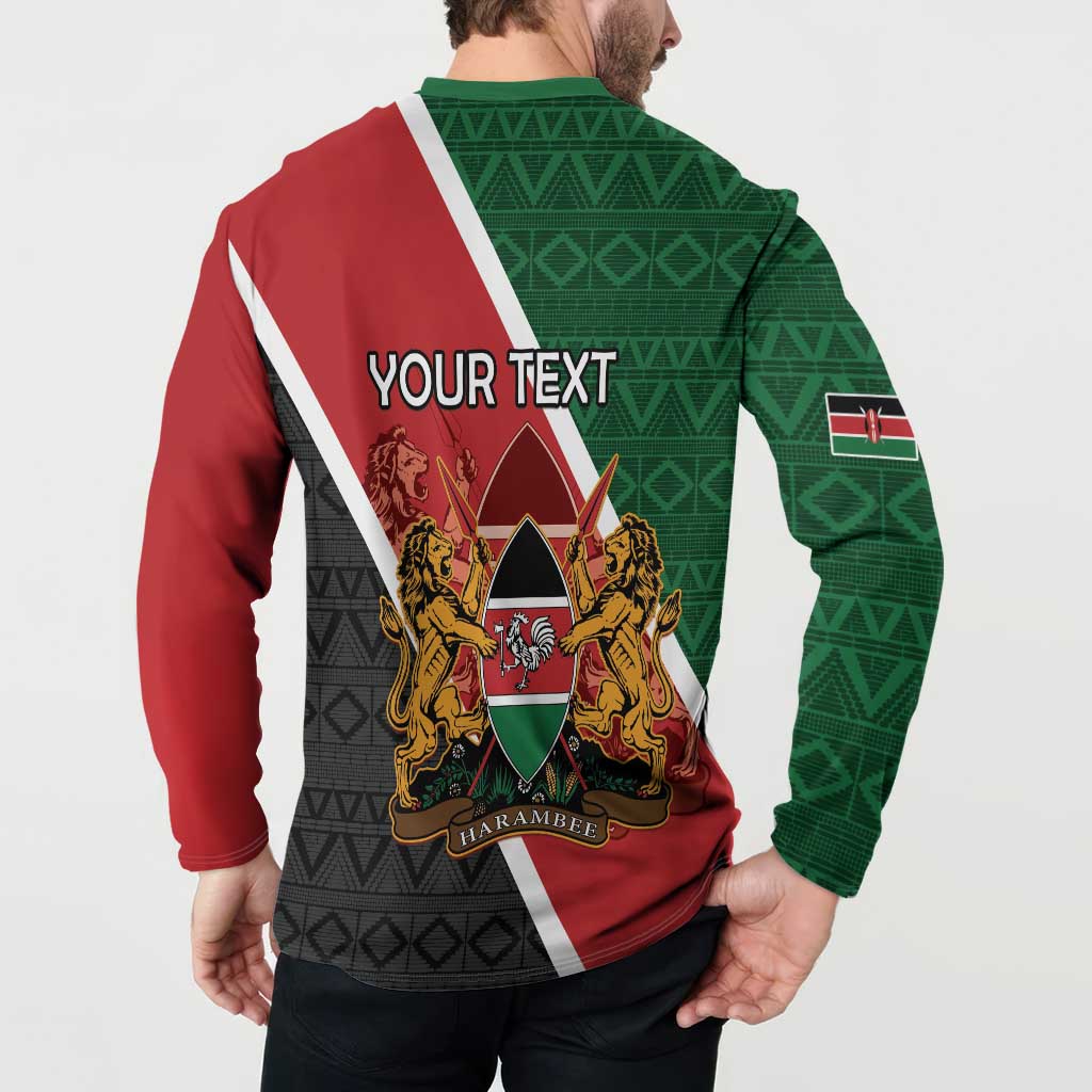 Personalised Kenya Button Sweatshirt Coat Of Arms Mix Flag Style