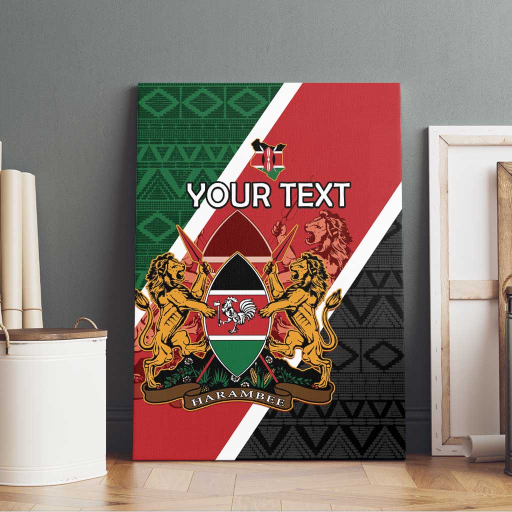 Personalised Kenya Canvas Wall Art Coat Of Arms Mix Flag Style