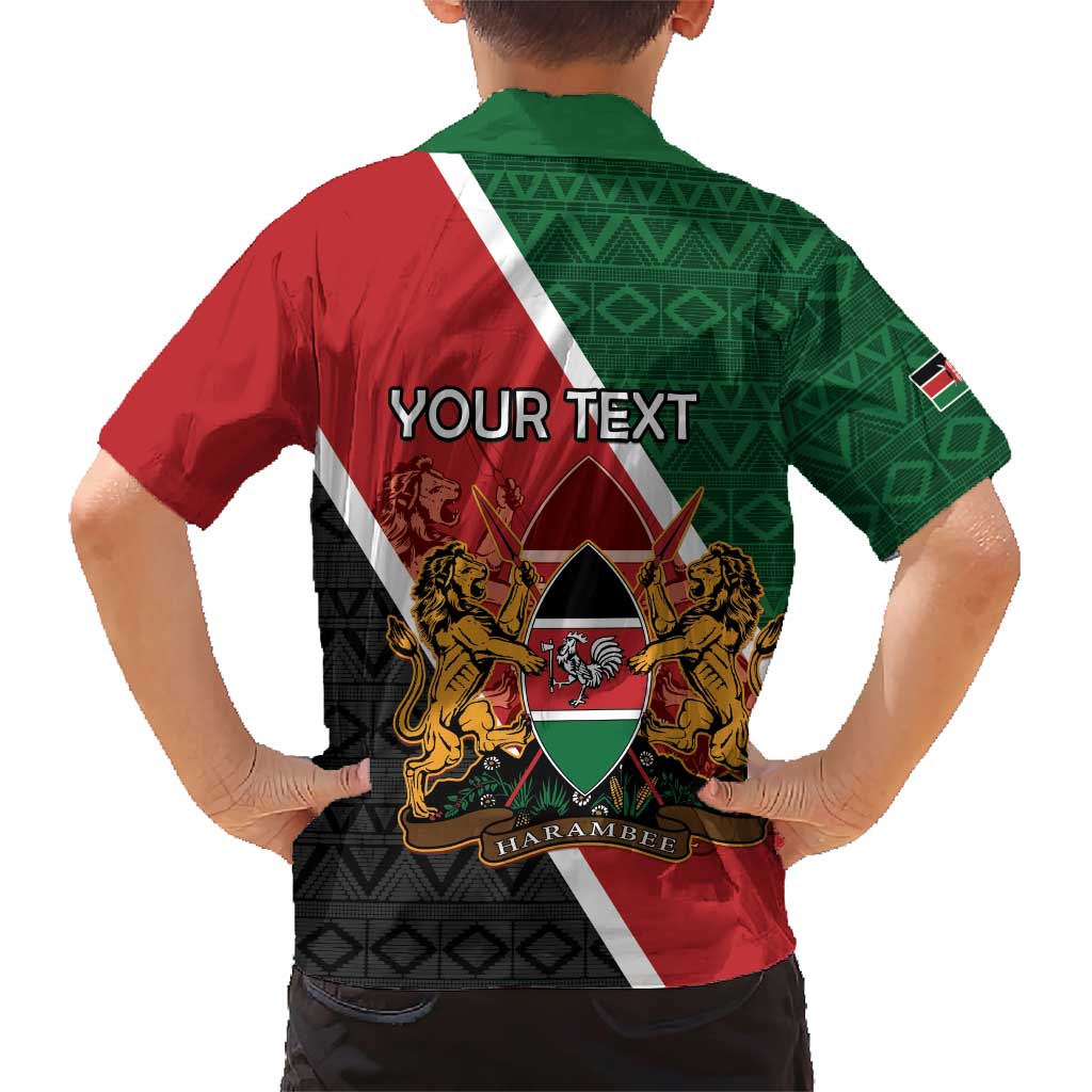 Personalised Kenya Family Matching Short Sleeve Bodycon Dress and Hawaiian Shirt Coat Of Arms Mix Flag Style