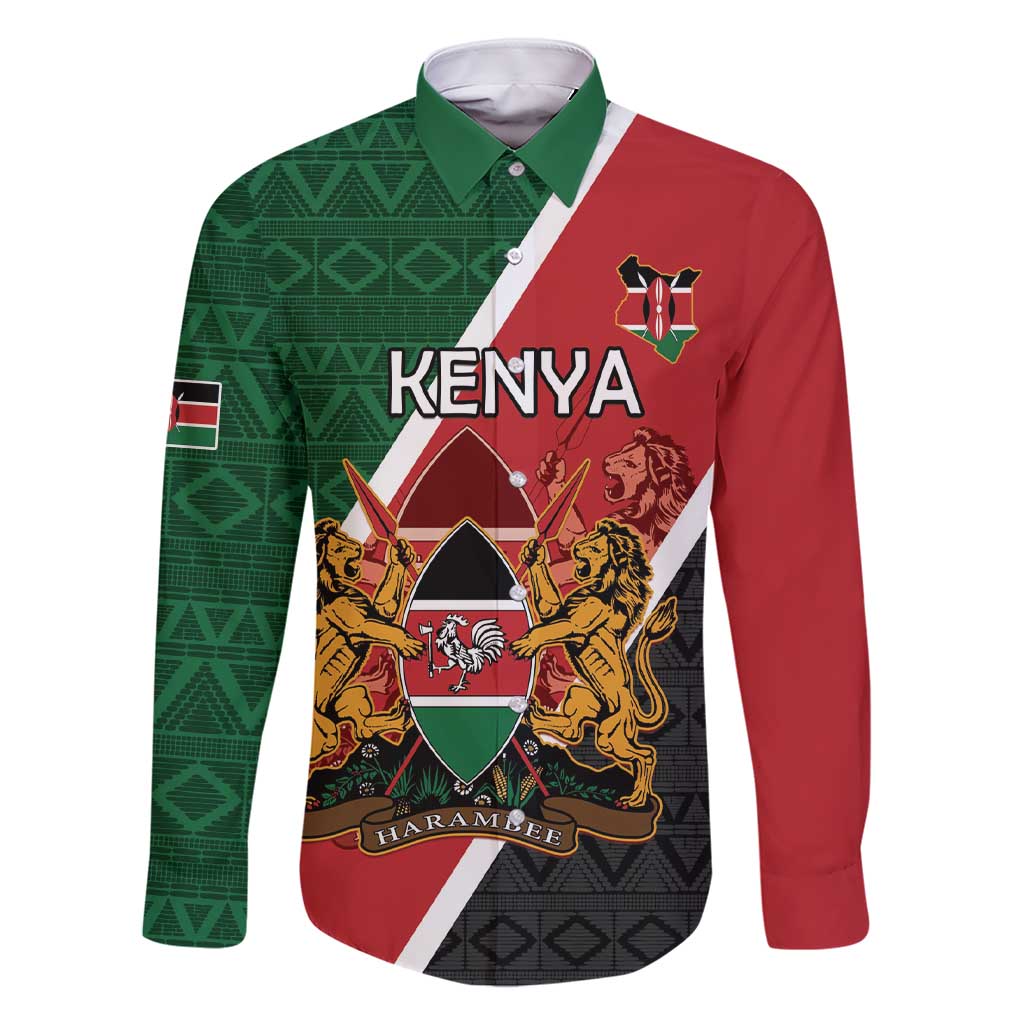 Personalised Kenya Family Matching Short Sleeve Bodycon Dress and Hawaiian Shirt Coat Of Arms Mix Flag Style
