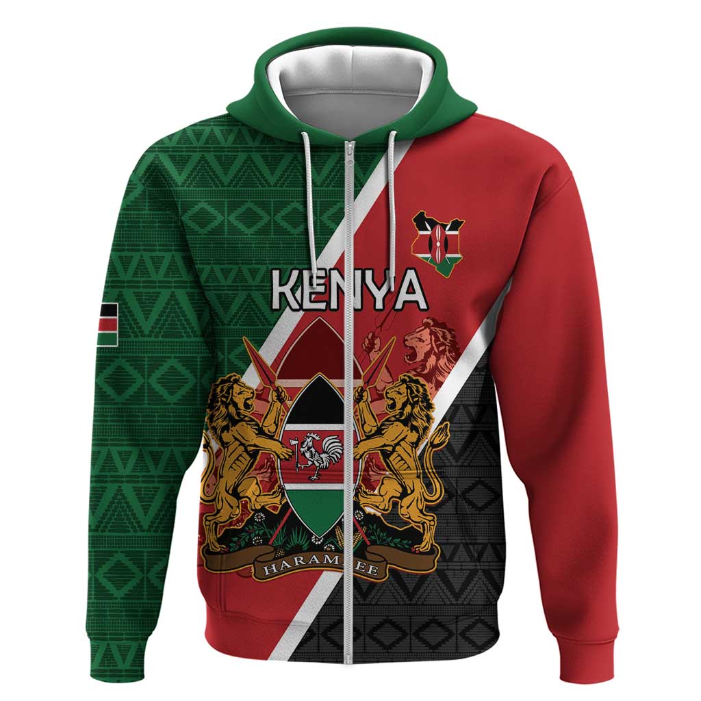Personalised Kenya Hoodie Coat Of Arms Mix Flag Style