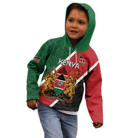 Personalised Kenya Kid Hoodie Coat Of Arms Mix Flag Style
