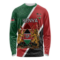 Personalised Kenya Long Sleeve Shirt Coat Of Arms Mix Flag Style