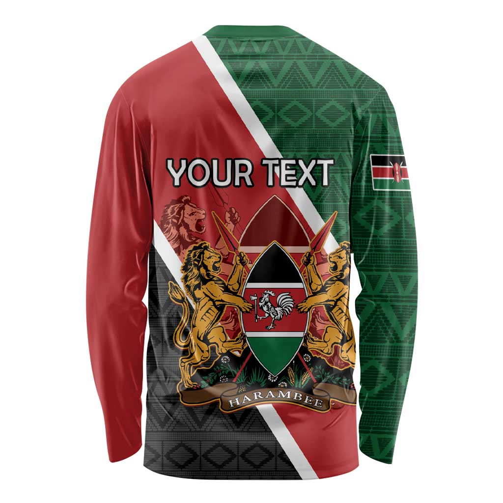 Personalised Kenya Long Sleeve Shirt Coat Of Arms Mix Flag Style