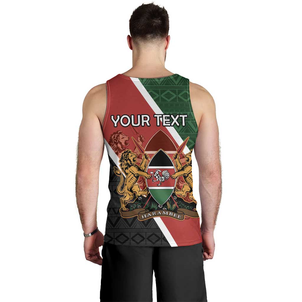 Personalised Kenya Men Tank Top Coat Of Arms Mix Flag Style