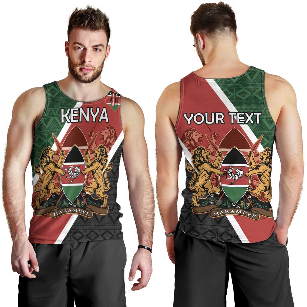 Personalised Kenya Men Tank Top Coat Of Arms Mix Flag Style