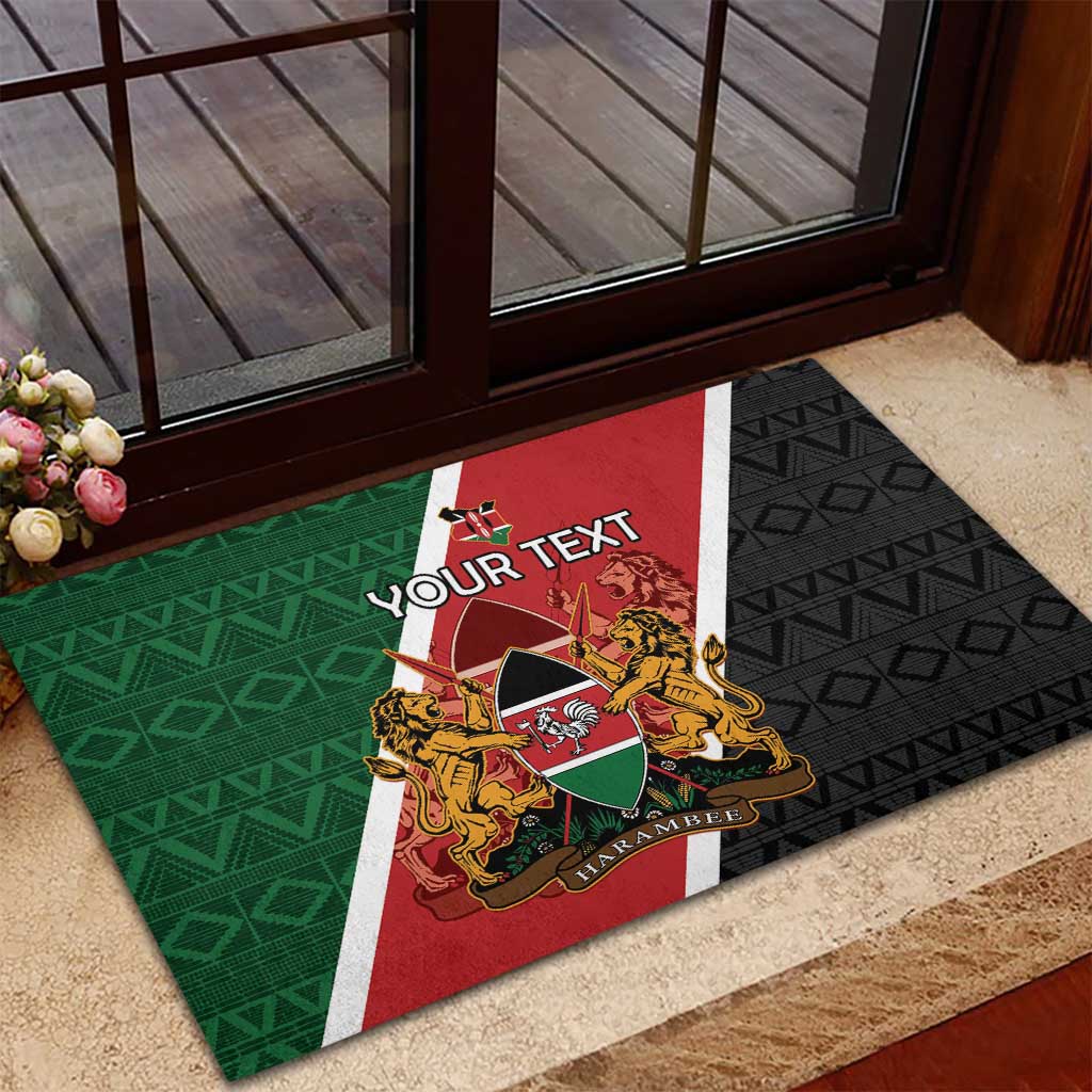 Personalised Kenya Rubber Doormat Coat Of Arms Mix Flag Style