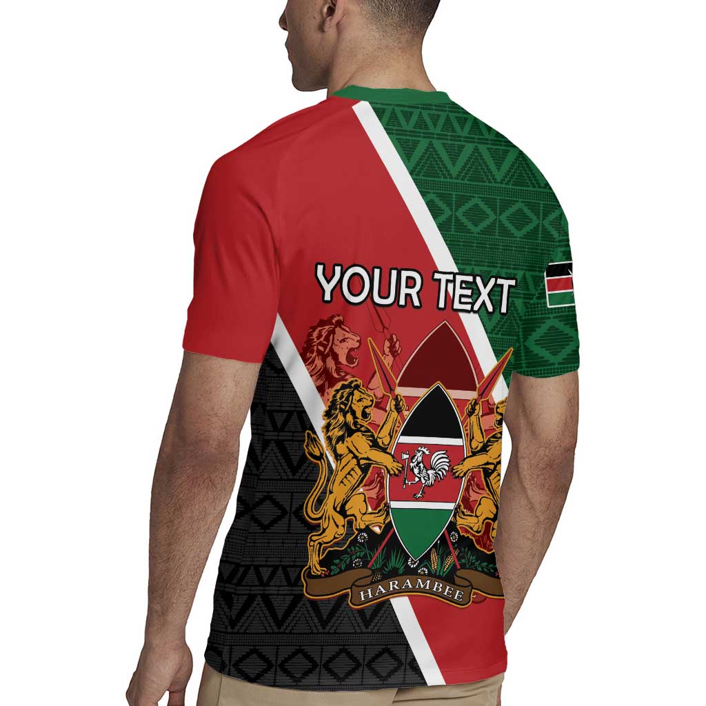 Personalised Kenya Rugby Jersey Coat Of Arms Mix Flag Style
