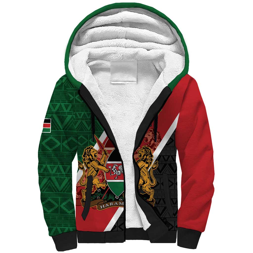 Personalised Kenya Sherpa Hoodie Coat Of Arms Mix Flag Style