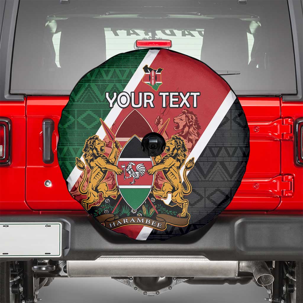 Personalised Kenya Spare Tire Cover Coat Of Arms Mix Flag Style