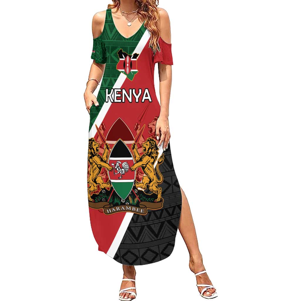 Personalised Kenya Summer Maxi Dress Coat Of Arms Mix Flag Style