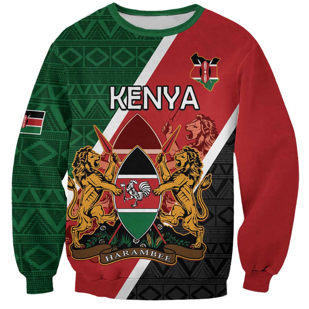 Personalised Kenya Sweatshirt Coat Of Arms Mix Flag Style