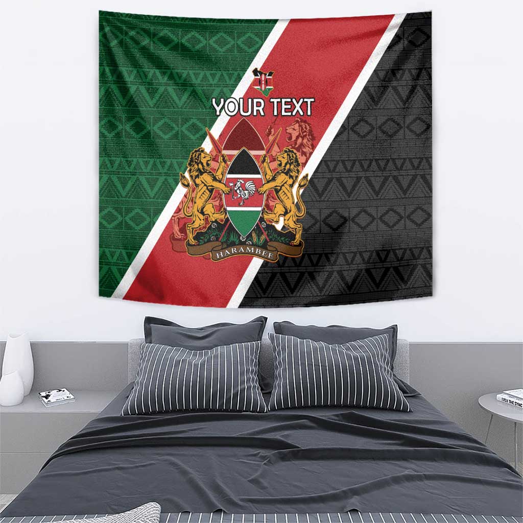 Personalised Kenya Tapestry Coat Of Arms Mix Flag Style