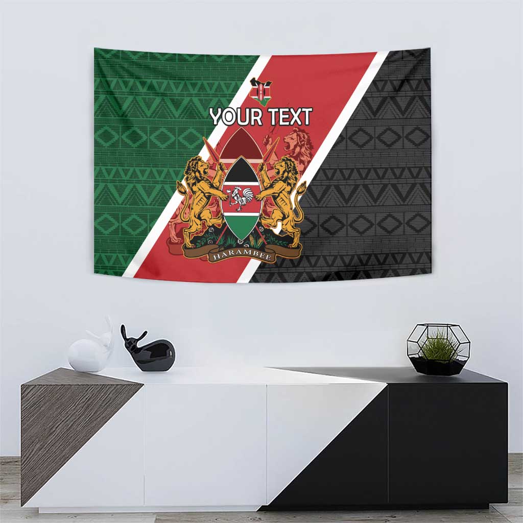 Personalised Kenya Tapestry Coat Of Arms Mix Flag Style