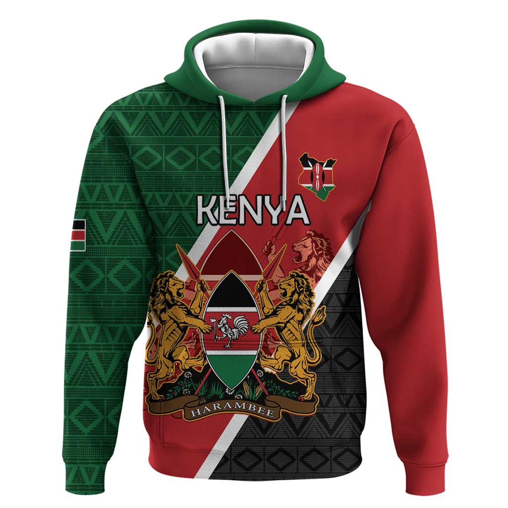 Personalised Kenya Zip Hoodie Coat Of Arms Mix Flag Style