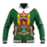 Personalised Zimbabwe Independence Day Baseball Jacket Gloriosa Flower - Flag Style