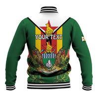 Personalised Zimbabwe Independence Day Baseball Jacket Gloriosa Flower - Flag Style