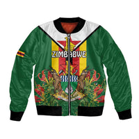 Personalised Zimbabwe Independence Day Bomber Jacket Gloriosa Flower - Flag Style