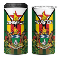 Personalised Zimbabwe Independence Day 4 in 1 Can Cooler Tumbler Gloriosa Flower - Flag Style