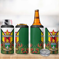 Personalised Zimbabwe Independence Day 4 in 1 Can Cooler Tumbler Gloriosa Flower - Flag Style