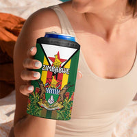 Personalised Zimbabwe Independence Day 4 in 1 Can Cooler Tumbler Gloriosa Flower - Flag Style