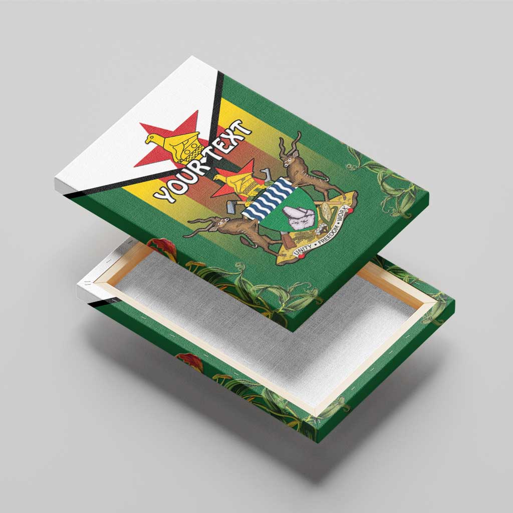 Personalised Zimbabwe Independence Day Canvas Wall Art Gloriosa Flower - Flag Style