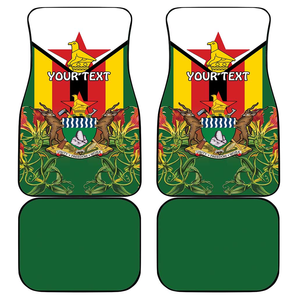 Personalised Zimbabwe Independence Day Car Mats Gloriosa Flower - Flag Style