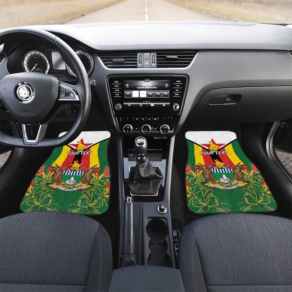 Personalised Zimbabwe Independence Day Car Mats Gloriosa Flower - Flag Style