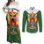 Personalised Zimbabwe Independence Day Couples Matching Off Shoulder Maxi Dress and Long Sleeve Button Shirt Gloriosa Flower - Flag Style