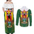 Personalised Zimbabwe Independence Day Couples Matching Off Shoulder Maxi Dress and Long Sleeve Button Shirt Gloriosa Flower - Flag Style