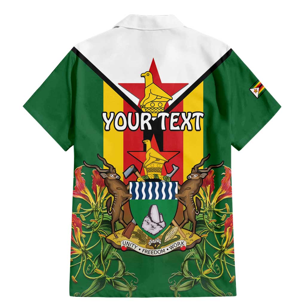 Personalised Zimbabwe Independence Day Family Matching Mermaid Dress and Hawaiian Shirt Gloriosa Flower - Flag Style