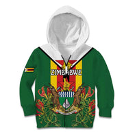 Personalised Zimbabwe Independence Day Kid Hoodie Gloriosa Flower - Flag Style