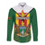 Personalised Zimbabwe Independence Day Long Sleeve Button Shirt Gloriosa Flower - Flag Style