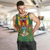 Personalised Zimbabwe Independence Day Men Tank Top Gloriosa Flower - Flag Style