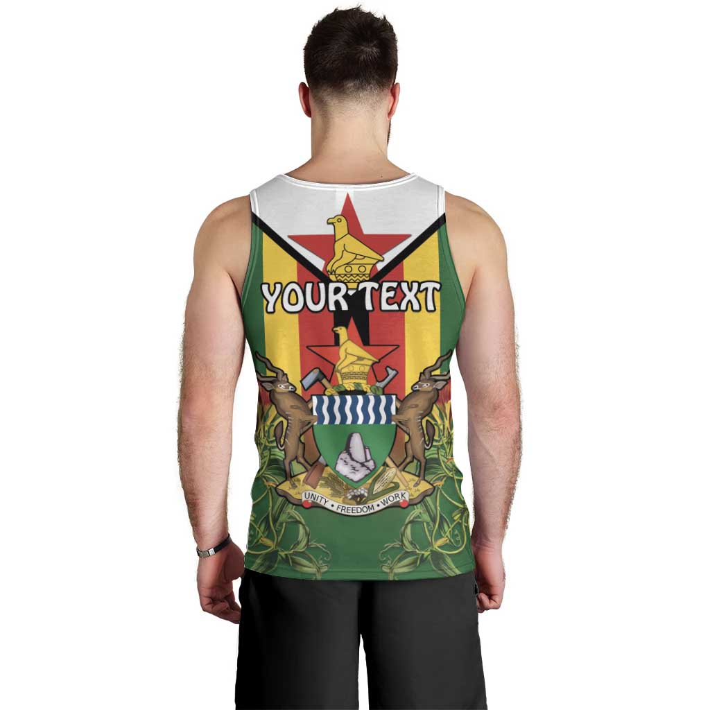 Personalised Zimbabwe Independence Day Men Tank Top Gloriosa Flower - Flag Style