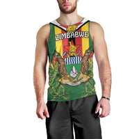 Personalised Zimbabwe Independence Day Men Tank Top Gloriosa Flower - Flag Style