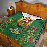 Personalised Zimbabwe Independence Day Quilt Gloriosa Flower - Flag Style