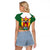Personalised Zimbabwe Independence Day Raglan Cropped T Shirt Gloriosa Flower - Flag Style