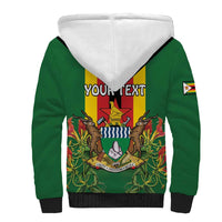 Personalised Zimbabwe Independence Day Sherpa Hoodie Gloriosa Flower - Flag Style