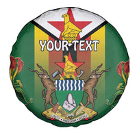 Personalised Zimbabwe Independence Day Spare Tire Cover Gloriosa Flower - Flag Style