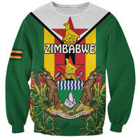 Personalised Zimbabwe Independence Day Sweatshirt Gloriosa Flower - Flag Style