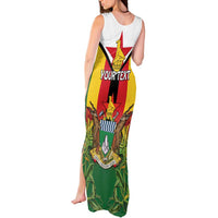 Personalised Zimbabwe Independence Day Tank Maxi Dress Gloriosa Flower - Flag Style